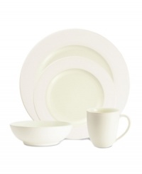 White on white. This ultra-versatile white dinnerware from Noritake's collection of Colorwave place settings mixes classic, rimmed plates and smooth, modern shapes in durable stoneware. Half glossy, half matte dinnerware is entirely timeless in pure white. White on white. This ultra-versatile white dinnerware from Noritake's collection of Colorwave place settings mixes classic, rimmed plates and smooth, modern shapes in durable stoneware. Half glossy, half matte dinnerware is entirely timeless in pure white.