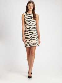 Exotic and elegant in one, this fabulous sheath of buttery soft Italian sheepskin is boldy printed with tiger stripes for your next outing in the urban jungle.Round necklineSleevelessSeamed constructionBack zip closureSilk liningAbout 17 from natural waistLeatherDry clean by leather specialistImported of Italian leatherSIZE & FITModel shown is 5'10 (177cm) wearing US size 4. Exotic and elegant in one, this fabulous sheath of buttery soft Italian sheepskin is boldy printed with tiger stripes for your next outing in the urban jungle.Round necklineSleevelessSeamed constructionBack zip closureSilk liningAbout 17 from natural waistLeatherDry clean by leather specialistImported of Italian leatherSIZE & FITModel shown is 5'10 (177cm) wearing US size 4.