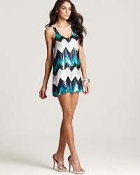 Get your glam on in this Parker party dress. Flashes of cobalt sequins mix with black and white sparklers for a head-turning look made for the spotlight. Get your glam on in this Parker party dress. Flashes of cobalt sequins mix with black and white sparklers for a head-turning look made for the spotlight.