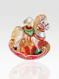 Whether you're adding to your Radko collection or starting a new tradition, this fancily decorated rocking horse of European glass is sure to please. Hand-blownHand-painted4½ tallMade in Poland Whether you're adding to your Radko collection or starting a new tradition, this fancily decorated rocking horse of European glass is sure to please. Hand-blownHand-painted4½ tallMade in Poland