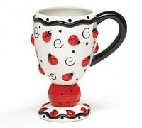 Adorable Ladybug Cappuccino Coffee Mug With Ladybugs And Swirls Adorable Ladybug Cappuccino Coffee Mug With Ladybugs And Swirls