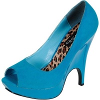 Trendsup Gaga-2 Teal Velvet Platform Wedge Peep Pumps, Size: 6 (M) US [Apparel]