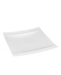 Find style and substance in the Tin Can Alley square dinner plate. Concentric grooves on two sides give the Lenox dinnerware its edge in versatile white bone china. Find style and substance in the Tin Can Alley square dinner plate. Concentric grooves on two sides give the Lenox dinnerware its edge in versatile white bone china.