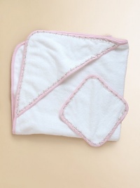 The perfect set for baby's first bath, in snuggly cotton terry edged in floral vine trim.Includes towel and washclothMachine washCottonImported The perfect set for baby's first bath, in snuggly cotton terry edged in floral vine trim.Includes towel and washclothMachine washCottonImported