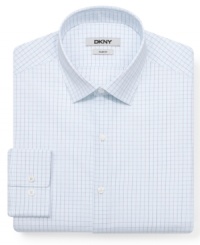 Check yourself into solid business style with this dress shirt from DKNY. Check yourself into solid business style with this dress shirt from DKNY.