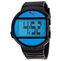 PUMA Men's PU910891001 Half-Time Large Digital Black Blue Watch PUMA Men's PU910891001 Half-Time Large Digital Black Blue Watch