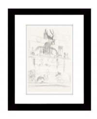 Draw from the classic American style of Lauren Ralph Lauren with the Deer's Head in Bar art print. A handsome lodge toned down in basic pencil on paper gives this print a casual charm. With a simple wood frame. Draw from the classic American style of Lauren Ralph Lauren with the Deer's Head in Bar art print. A handsome lodge toned down in basic pencil on paper gives this print a casual charm. With a simple wood frame.