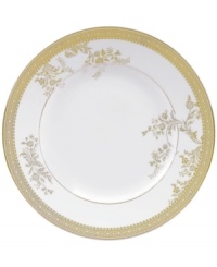 Inspired by the intricate ribbons of lace that adorn Vera Wang dresses, this gold lace border melds with a delicate floral design to form a pattern on this collection of dinnerware and dishes that is both exquisitely detailed and elegantly timeless. Inspired by the intricate ribbons of lace that adorn Vera Wang dresses, this gold lace border melds with a delicate floral design to form a pattern on this collection of dinnerware and dishes that is both exquisitely detailed and elegantly timeless.