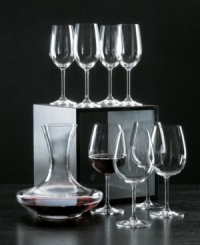 While the days of three martini lunches are long gone you can still have the swank style of the cocktail era with this vogue collection from Waterford. Classic crystal wine carafe makes a wonderful gift for any wine lover. Shown bottom left, accompanied with Marquis by Waterford Vintage Classic White Wine, Set of 4 and Full-bodied Red Wine, Set of 4. Each sold separately. While the days of three martini lunches are long gone you can still have the swank style of the cocktail era with this vogue collection from Waterford. Classic crystal wine carafe makes a wonderful gift for any wine lover. Shown bottom left, accompanied with Marquis by Waterford Vintage Classic White Wine, Set of 4 and Full-bodied Red Wine, Set of 4. Each sold separately.