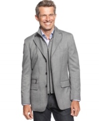 The perfect finishing touch, this herringbone blazer from Tasso Elba sets your style apart. And with a zip-out bib, you'll be ready for anything the weather has to offer.