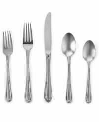 The formal Melon Bud Frosted pattern is a classically simple design embellished with a matte-finished bud detail. Includes a sugar spoon, butter knife and two tablespoons. The formal Melon Bud Frosted pattern is a classically simple design embellished with a matte-finished bud detail. Includes a sugar spoon, butter knife and two tablespoons.