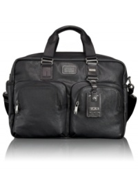 The Bravo leather collection from Tumi is crafted from lightweight-yet-rugged, full-grain leather that is burnished for a distressed look for added work style. The Bravo leather collection from Tumi is crafted from lightweight-yet-rugged, full-grain leather that is burnished for a distressed look for added work style.