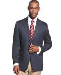 A sleek navy blazer from Club Room instantly updates your on-the-clock look. A sleek navy blazer from Club Room instantly updates your on-the-clock look.