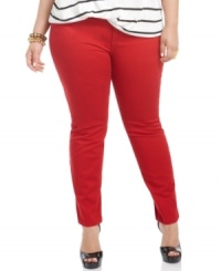 Liven up your denim with Baby Phat's plus size skinny jeans, finished by a cherry wash. Liven up your denim with Baby Phat's plus size skinny jeans, finished by a cherry wash.