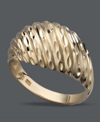 Gilded and glamorous. This unique ring features both a trendy dome design and intricate textured surface. Crafted in 14k gold. Gilded and glamorous. This unique ring features both a trendy dome design and intricate textured surface. Crafted in 14k gold.