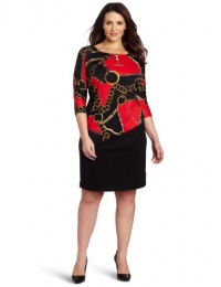 AGB Women's Plus-Size Colorblock Boat Neck Dress AGB Women's Plus-Size Colorblock Boat Neck Dress