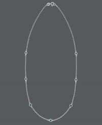 Brilliant sparkle. B. Brilliant's stunning station necklace features round-cut London blue cubic zirconias (1 ct. t.w.) on a delicate sterling silver chain. Approximate length: 18 inches. Approximate width: 3/8 inch. Brilliant sparkle. B. Brilliant's stunning station necklace features round-cut London blue cubic zirconias (1 ct. t.w.) on a delicate sterling silver chain. Approximate length: 18 inches. Approximate width: 3/8 inch.