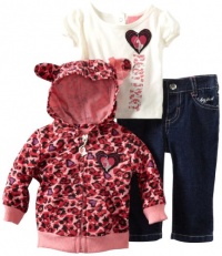 Baby Phat - Kids Baby-girls Newborn Print Hoodie and Pant Set, Dark Wash, 6-9 Months