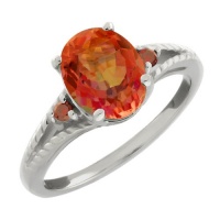 2.31 Ct Azotic Ecstasy Topaz Cognac Diamond Silver Ring 2.31 Ct Azotic Ecstasy Topaz Cognac Diamond Silver Ring