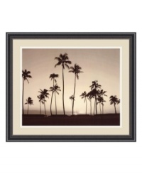 Signs of paradise. Tall palms silhouetted against a cloudless sky indicate peace and relaxation is on the horizon. An inspiring art print for the home office. Framed in timeless, beaded black with a soft, neutral mat. Signs of paradise. Tall palms silhouetted against a cloudless sky indicate peace and relaxation is on the horizon. An inspiring art print for the home office. Framed in timeless, beaded black with a soft, neutral mat.