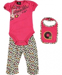 Akademiks Newborn Girls Cheetah Print 3Pc Layette Pant Set (6/9M) Akademiks Newborn Girls Cheetah Print 3Pc Layette Pant Set (6/9M)
