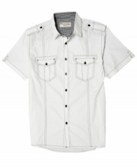 A study in contrasts. With cool stitching, this shirt from No Retreat changes it up in a good way. A study in contrasts. With cool stitching, this shirt from No Retreat changes it up in a good way.