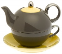 Yedi Houseware Classic Coffee and Tea Siena Tea For One with Saucer, Dark Grey/Yellow Yedi Houseware Classic Coffee and Tea Siena Tea For One with Saucer, Dark Grey/Yellow