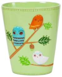 Hoo says owls only come out at night? Wise up to the new look in bath with the Give a Hoot trash can, featuring a whimsical owl-and-branch design in a palette that's just right, morning or midnight.