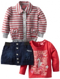 Baby Phat Girl's 3-Piece Skirt, Jacket and Tee Set, Dark Wash, 3T