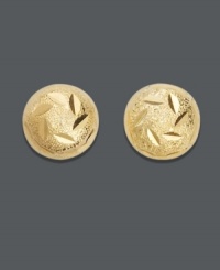 Ornament your ears with sparkling studs by Giani Bernini. An intricate patterned design takes a simple pair of stud earrings (8 mm) to a whole new level. Set in 24k gold over sterling silver. Approximate diameter: 1/4 inch. Ornament your ears with sparkling studs by Giani Bernini. An intricate patterned design takes a simple pair of stud earrings (8 mm) to a whole new level. Set in 24k gold over sterling silver. Approximate diameter: 1/4 inch.