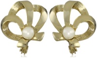Anne Klein Araway Pearl Ribbon Button Earrings Anne Klein Araway Pearl Ribbon Button Earrings