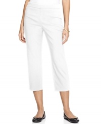 The classic capri done right: Style&co.'s petite pull-on version forgoes pockets and adds in tummy control to ensure a smooth, streamlined silhouette! (Clearance) The classic capri done right: Style&co.'s petite pull-on version forgoes pockets and adds in tummy control to ensure a smooth, streamlined silhouette! (Clearance)
