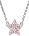 Wish upon a star. CRISLU's children's necklace is embellished with shimmering pink cubic zirconias (1/8 ct. t.w.) and set in platinum over sterling silver. Approximate length: 13 inches + 1-1/2 inches. Approximate drop: 1/2 inch.