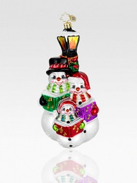 Frosty and his family of sparkling, handcrafted friends strike a high note while singing some classic carols. Hand-blownHand-painted7 tallMade in Poland Frosty and his family of sparkling, handcrafted friends strike a high note while singing some classic carols. Hand-blownHand-painted7 tallMade in Poland