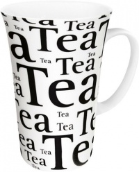 Konitz 19-Ounce Writing On White Mega Mugs, White/Black, Set of 4 Konitz 19-Ounce Writing On White Mega Mugs, White/Black, Set of 4