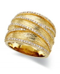 Elegance with an edge. EFFY Collection's crossover edged ring is set in 14k gold with round-cut diamonds (5/8 ct. t.w.) adding a lustrous touch. Elegance with an edge. EFFY Collection's crossover edged ring is set in 14k gold with round-cut diamonds (5/8 ct. t.w.) adding a lustrous touch.
