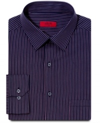 Sleek stripes and a fitted construction take your work wardrobe straight up the ladder. Dress shirt from Alfani RED. Sleek stripes and a fitted construction take your work wardrobe straight up the ladder. Dress shirt from Alfani RED.
