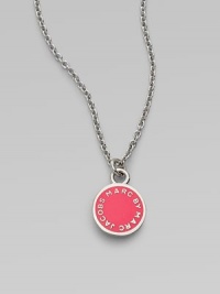 This simply chic piece features a logo adorned enamel disc. Argento plated brassEnamelLength, about 16Pendant size, about ½Spring ring closureImported This simply chic piece features a logo adorned enamel disc. Argento plated brassEnamelLength, about 16Pendant size, about ½Spring ring closureImported