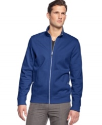 Put the finishing touches on a layered look with this full zip sweatshirt from Calvin Klein. Put the finishing touches on a layered look with this full zip sweatshirt from Calvin Klein.