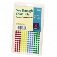 Avery Dennison 05796 See-Thru Color Dot Labels, 1/4 in. Round, 1 Pack of 860, Assorted Avery Dennison 05796 See-Thru Color Dot Labels, 1/4 in. Round, 1 Pack of 860, Assorted