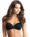 The Sculptural strapless Push-up bra is made of Hi-tech microfiber. This underwire bra has push-up molded foam built into each cup for a gradual lift with a deep plunge in the center for low cut shirts. Net sided and three hooks in the back for extra support. Style #2755