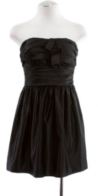 Juicy Couture Black Satin Pleated Strapless Party Dress 12