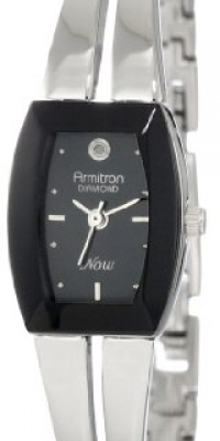 Armitron Women's 753447BKSV NOW Diamond Accented Silver-Tone Black Dial Dress Watch