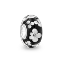 Bling Jewelry Black Flower Sterling Silver Murano Glass Bead Troll Pandora Compatible Bling Jewelry Black Flower Sterling Silver Murano Glass Bead Troll Pandora Compatible