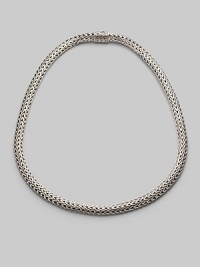 From the Batu Sari Collection. An intricately woven yet elegantly simple strand of sterling silver reflects Hardy's signature style. Sterling silver Length, about 16 Hidden barrel push-lock clasp Made in Bali.
