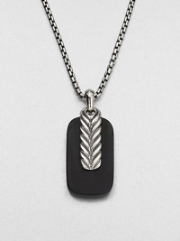 A simple sterling silver pendant necklace of black onyx is accented with chevron-textured sterling silver.Sterling silverBlack onyxLength, about 22 diam.Pendant, about ¾ x 1¼Imported