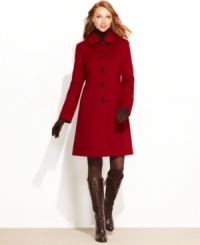 Anne Klein's latest petite coat keeps your look polished in chilly weather with sleek, minimalist styling.
