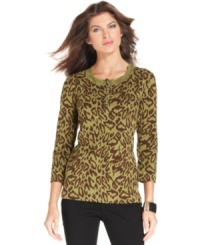 Jones New York Signature's henley top offers easy style at a low price. Lace trim at the neckline and a punchy animal print make it anything but basic! Jones New York Signature's henley top offers easy style at a low price. Lace trim at the neckline and a punchy animal print make it anything but basic!