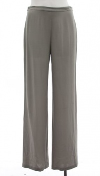 Eileen Fisher Stone Brown Silk Georgette Wide Leg Trouser Pant 6