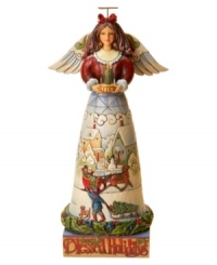 What a blessing, this Jim Shore angel figurine watches over you and your family with serene beauty. With a lit candle in-hand and warming winter scene in her skirt, she's heaven-sent for holiday homes. What a blessing, this Jim Shore angel figurine watches over you and your family with serene beauty. With a lit candle in-hand and warming winter scene in her skirt, she's heaven-sent for holiday homes.